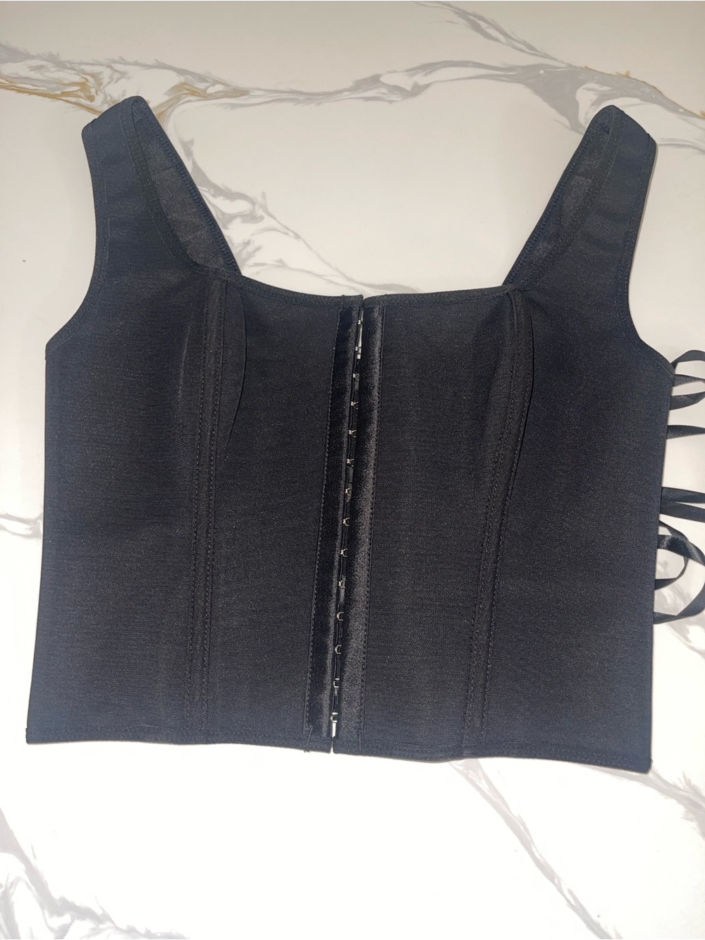 Women's Black Corset-Style Crop Top M